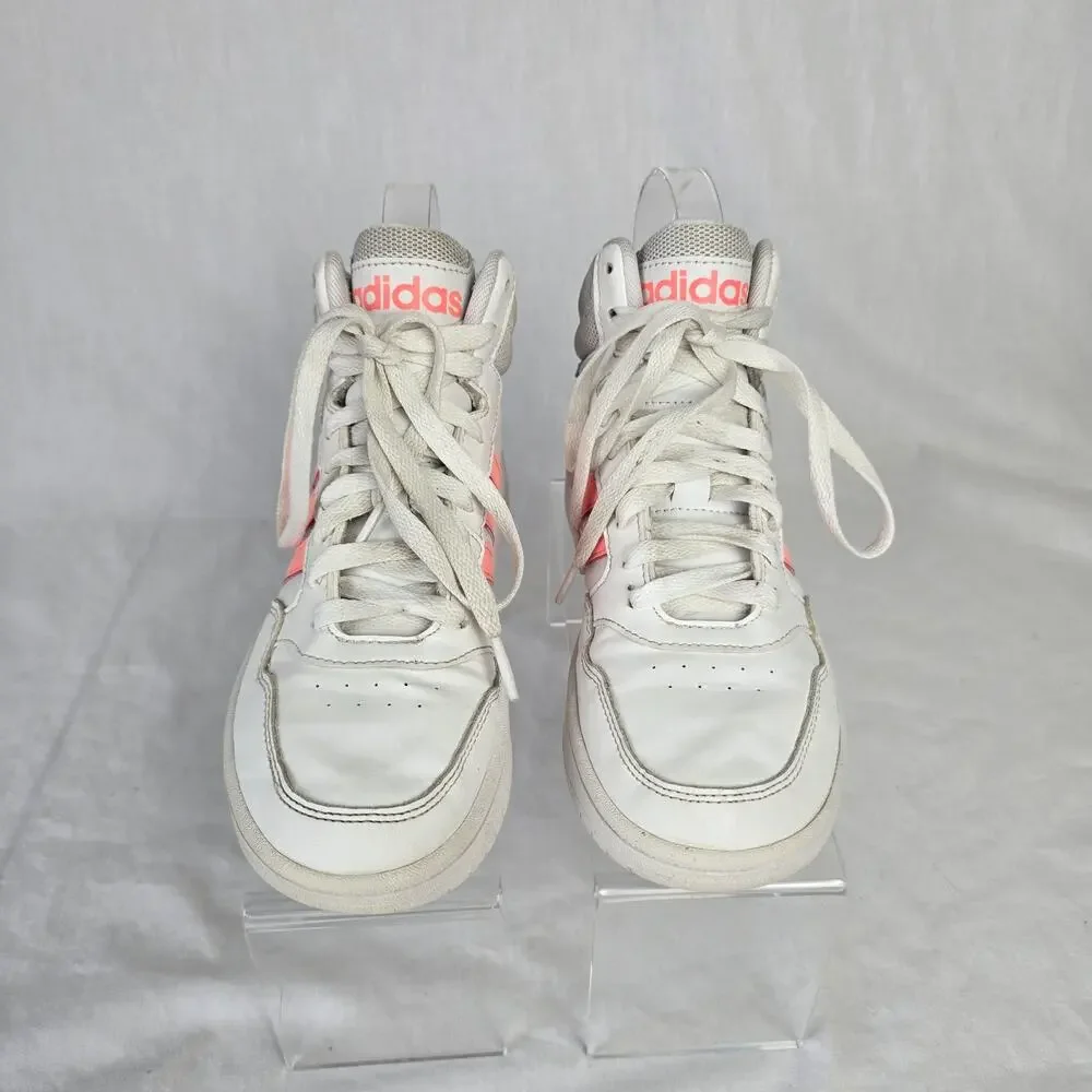 Adidas Hoops 3.0 Mid Top Sneakers Youth Size 3 White Peach SHW 675001